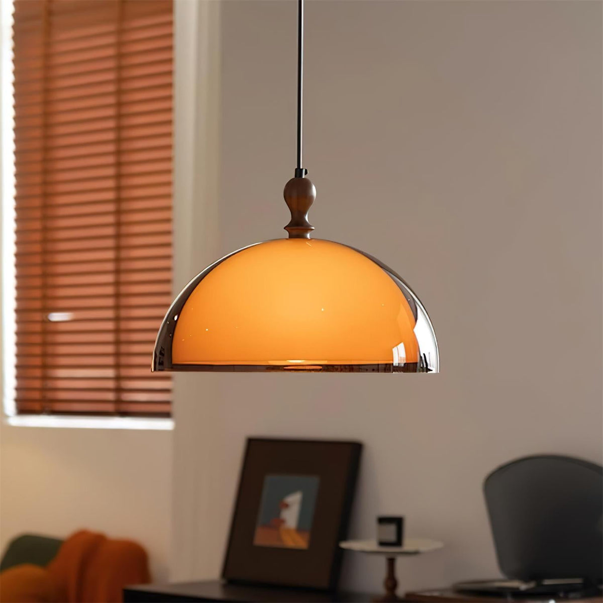 Maribel Swing Arm Pendant Lamp — Adjustable, Black & Walnut