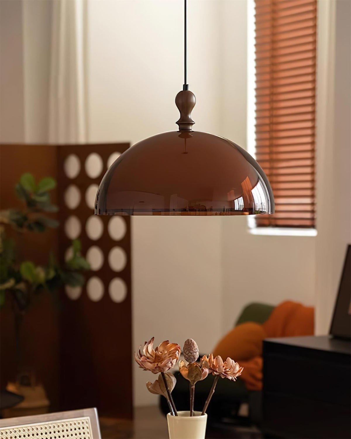 Maribel Swing Arm Pendant Lamp — Adjustable, Black & Walnut