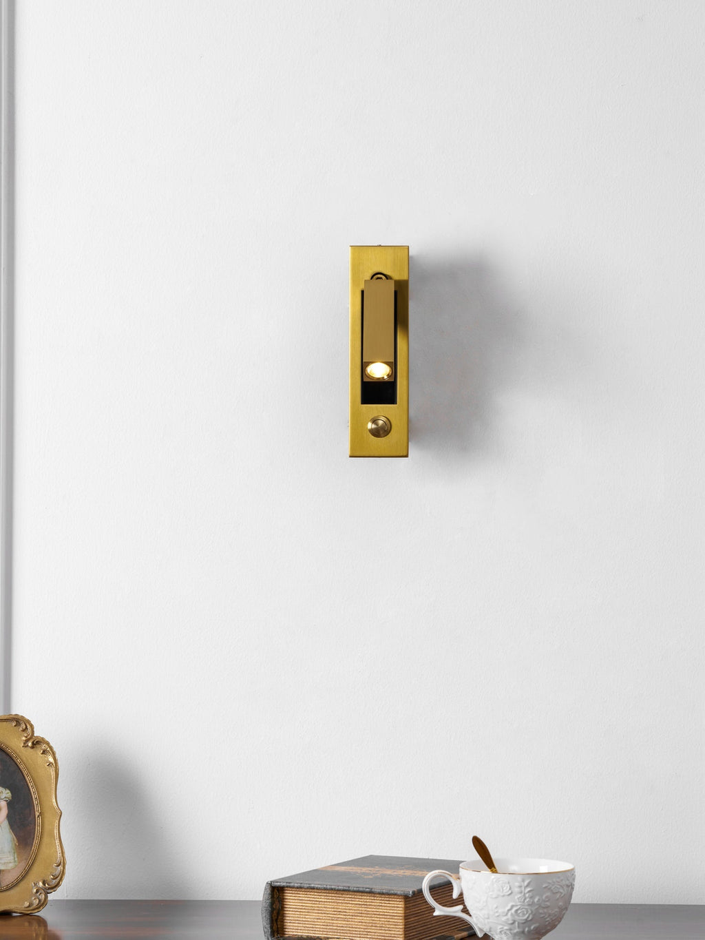 Adjustable Flush-Fold Bedside Sconce — Integrated Pull-Out Switch