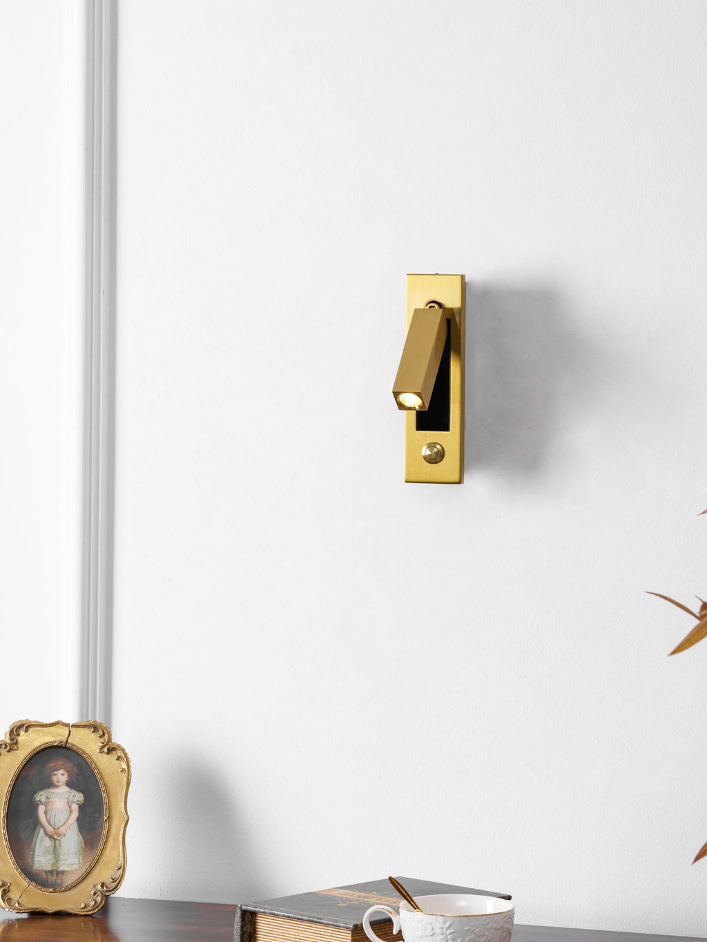 Adjustable Flush-Fold Bedside Sconce — Integrated Pull-Out Switch