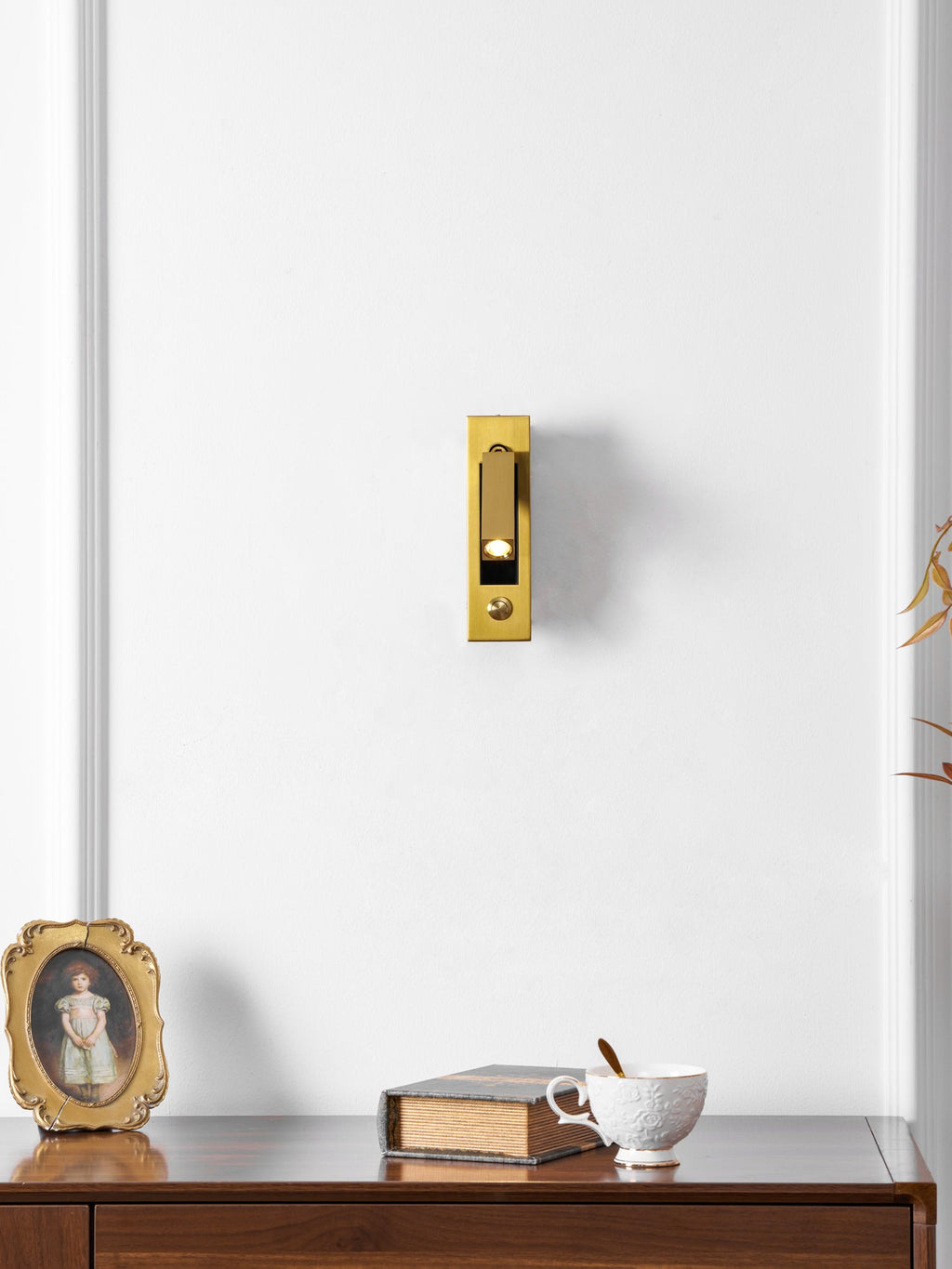Adjustable Flush-Fold Bedside Sconce — Integrated Pull-Out Switch