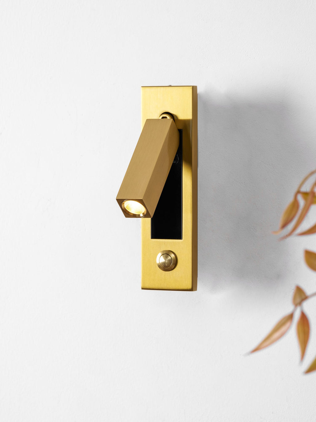 Adjustable Flush-Fold Bedside Sconce — Integrated Pull-Out Switch