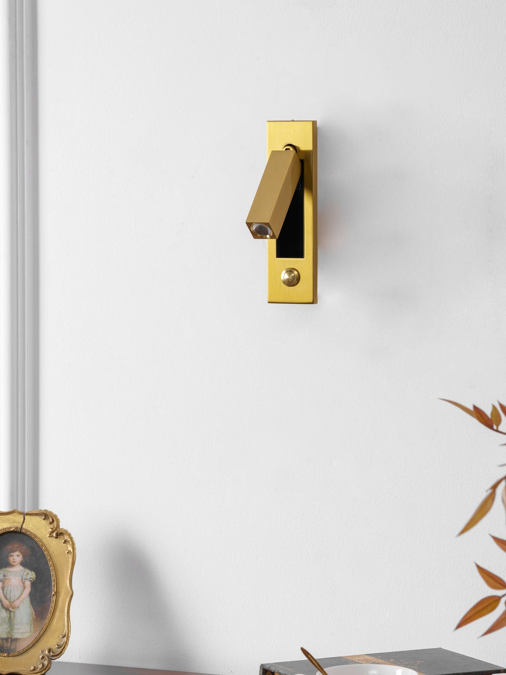 Adjustable Flush-Fold Bedside Sconce — Integrated Pull-Out Switch