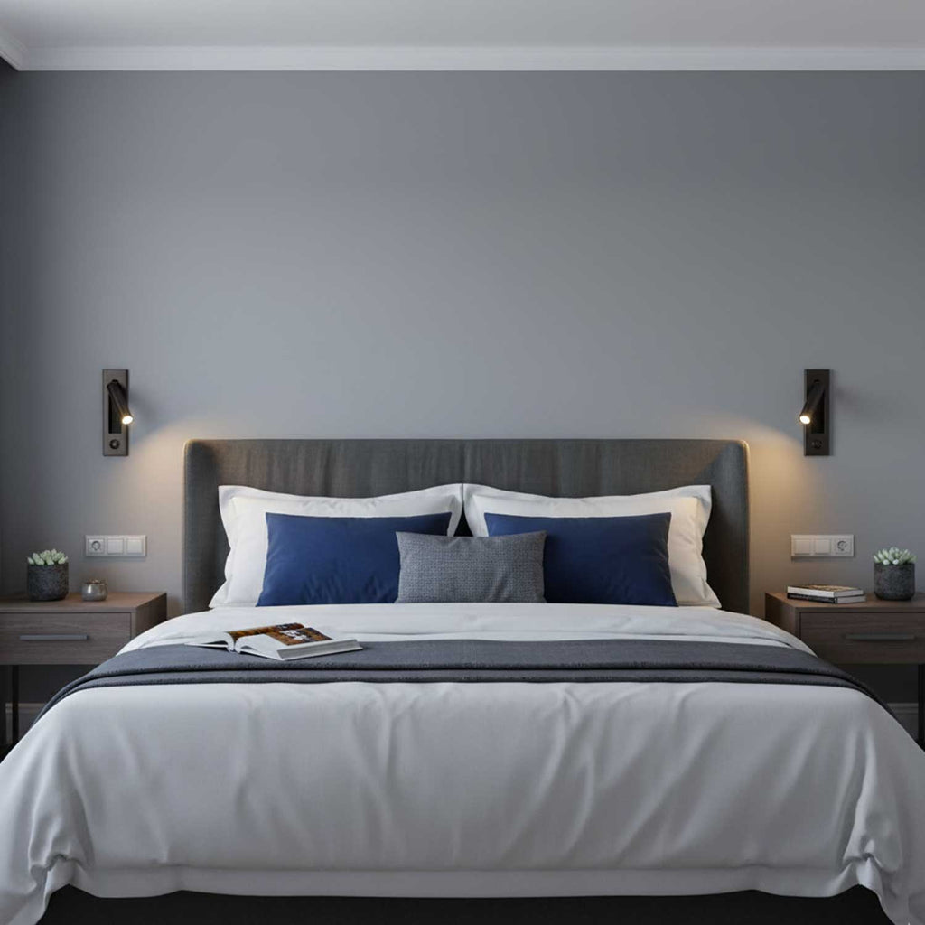 Adjustable Flush-Fold Bedside Sconce — Integrated Pull-Out Switch