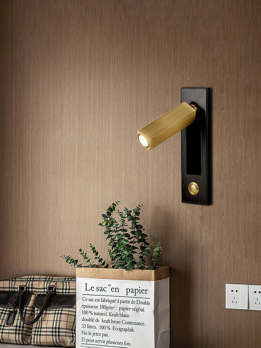 Adjustable Flush-Fold Bedside Sconce — Integrated Pull-Out Switch