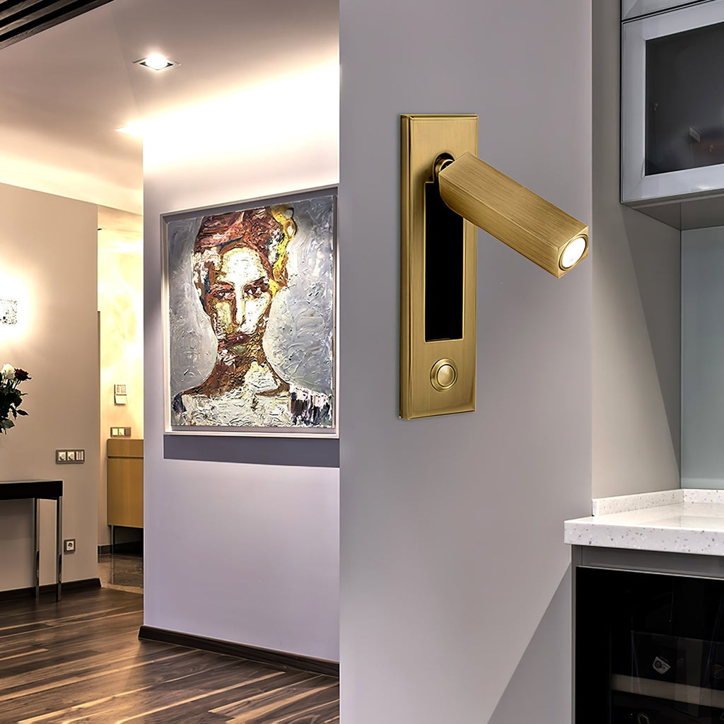 Adjustable Flush-Fold Bedside Sconce — Integrated Pull-Out Switch