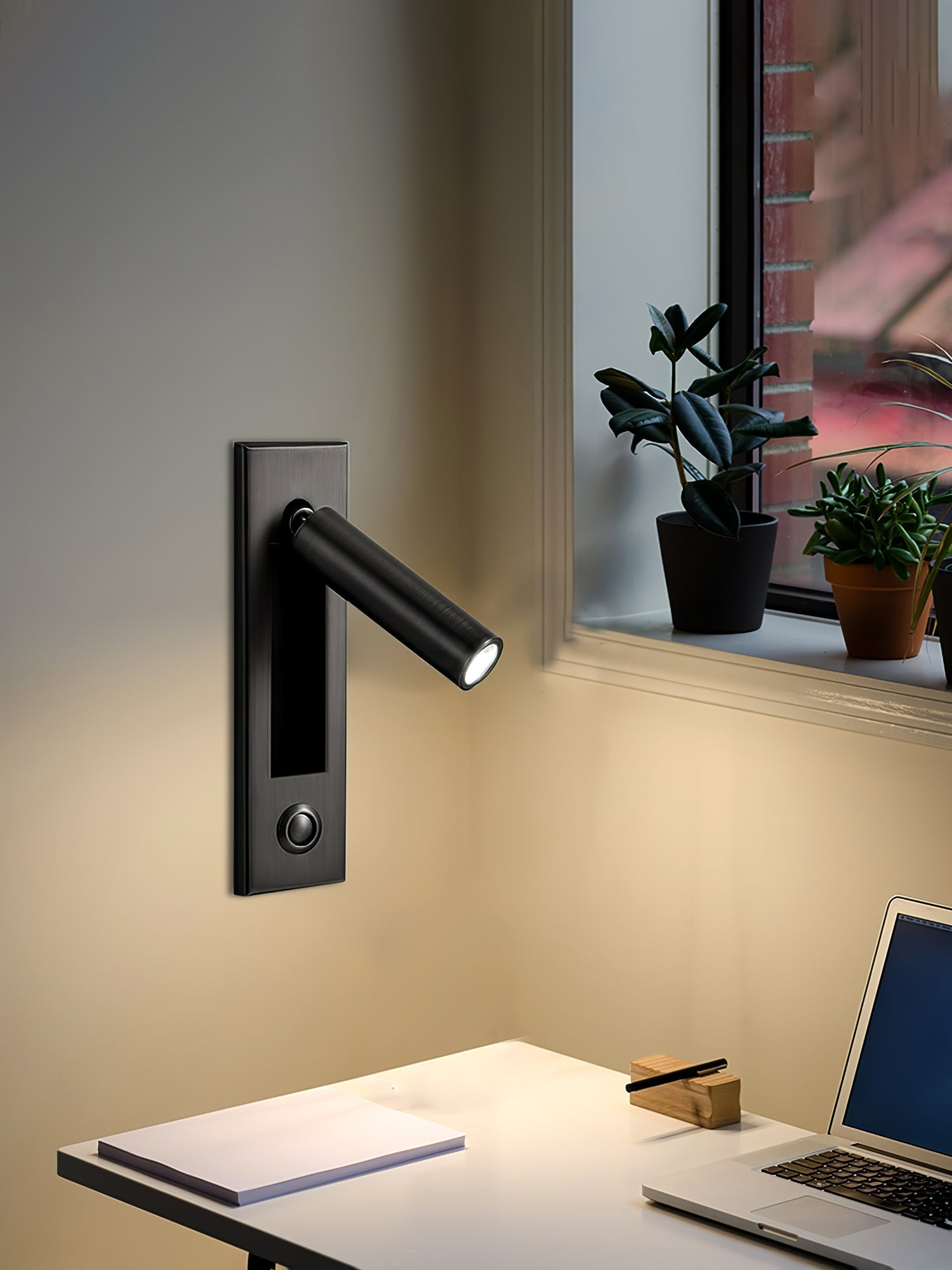 Adjustable Flush-Fold Bedside Sconce — Integrated Pull-Out Switch