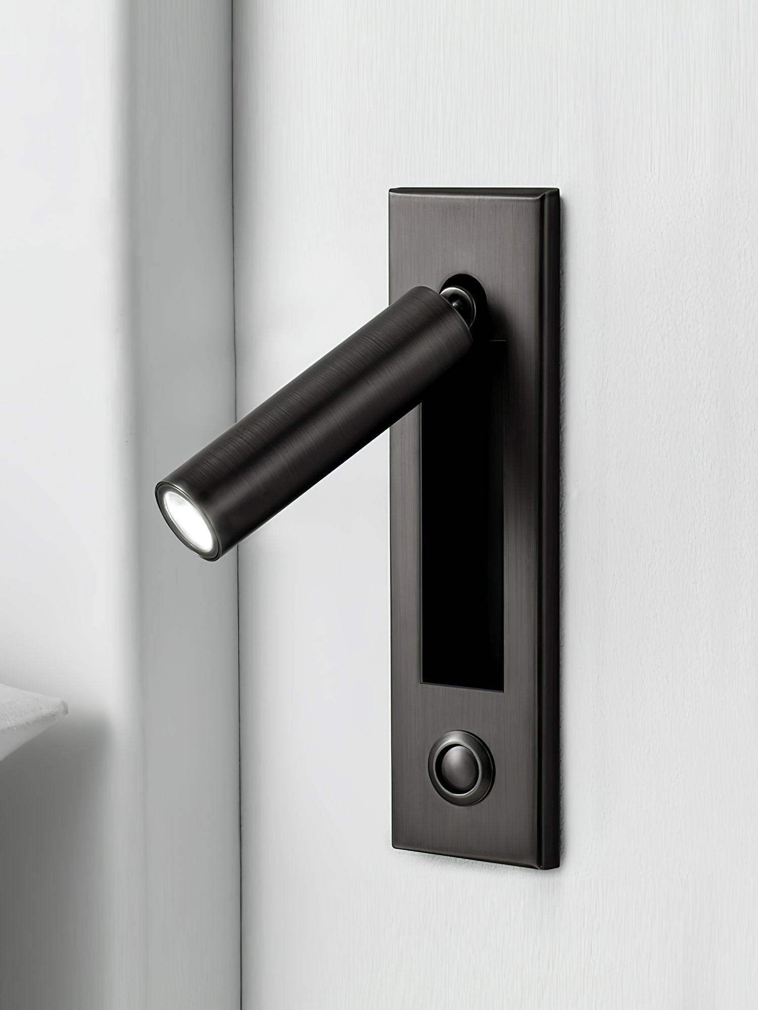 Adjustable Flush-Fold Bedside Sconce — Integrated Pull-Out Switch