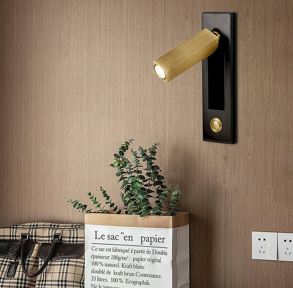 Adjustable Flush-Fold Bedside Sconce — Integrated Pull-Out Switch