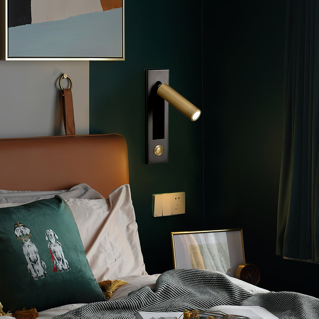 Adjustable Flush-Fold Bedside Sconce — Integrated Pull-Out Switch