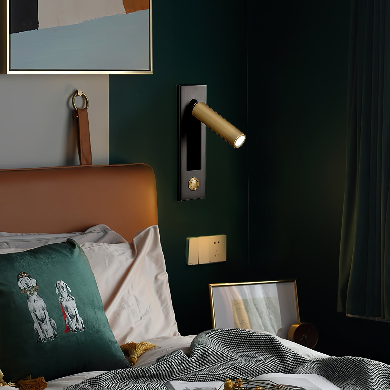 Adjustable Flush-Fold Bedside Sconce — Integrated Pull-Out Switch