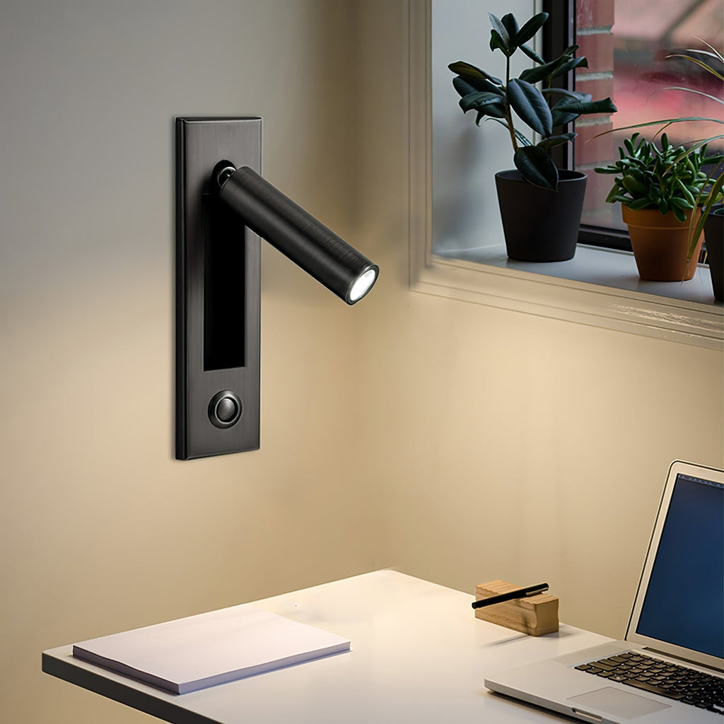 Adjustable Flush-Fold Bedside Sconce — Integrated Pull-Out Switch