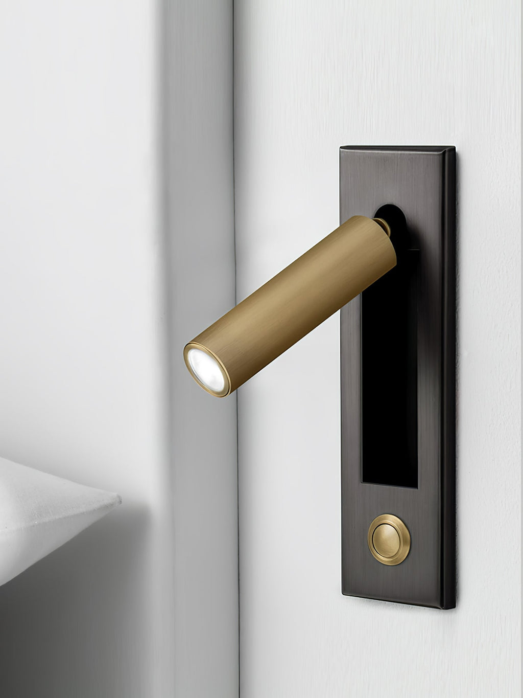 Adjustable Flush-Fold Bedside Sconce — Integrated Pull-Out Switch