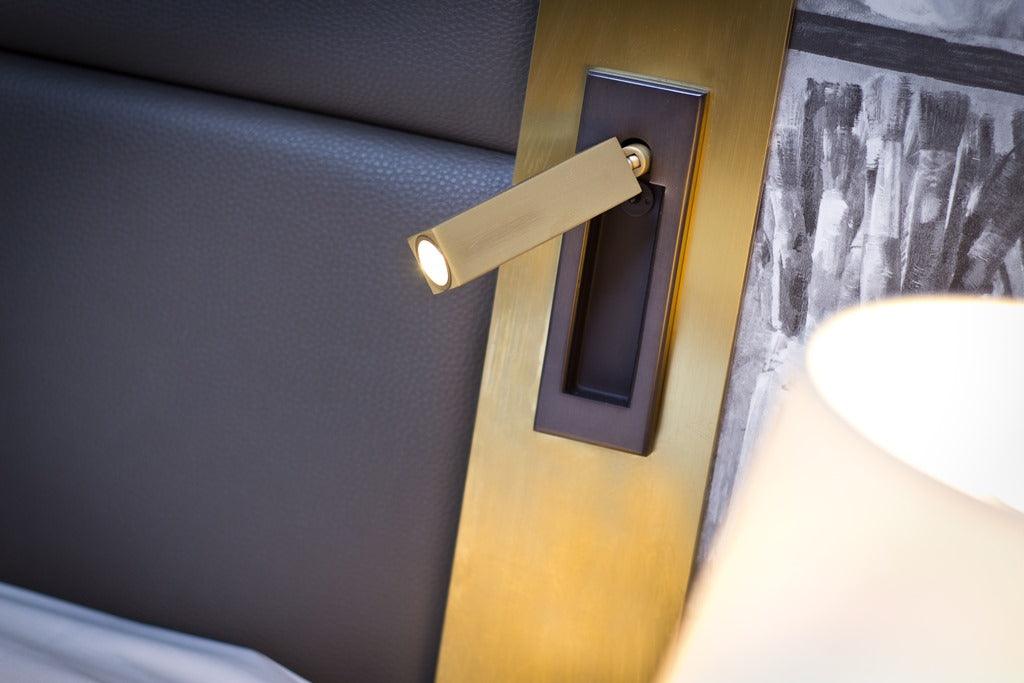 Adjustable Flush-Fold Bedside Sconce — Integrated Pull-Out Switch