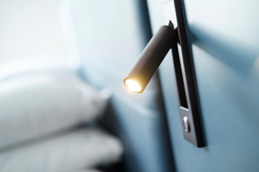 Adjustable Flush-Fold Bedside Sconce — Integrated Pull-Out Switch