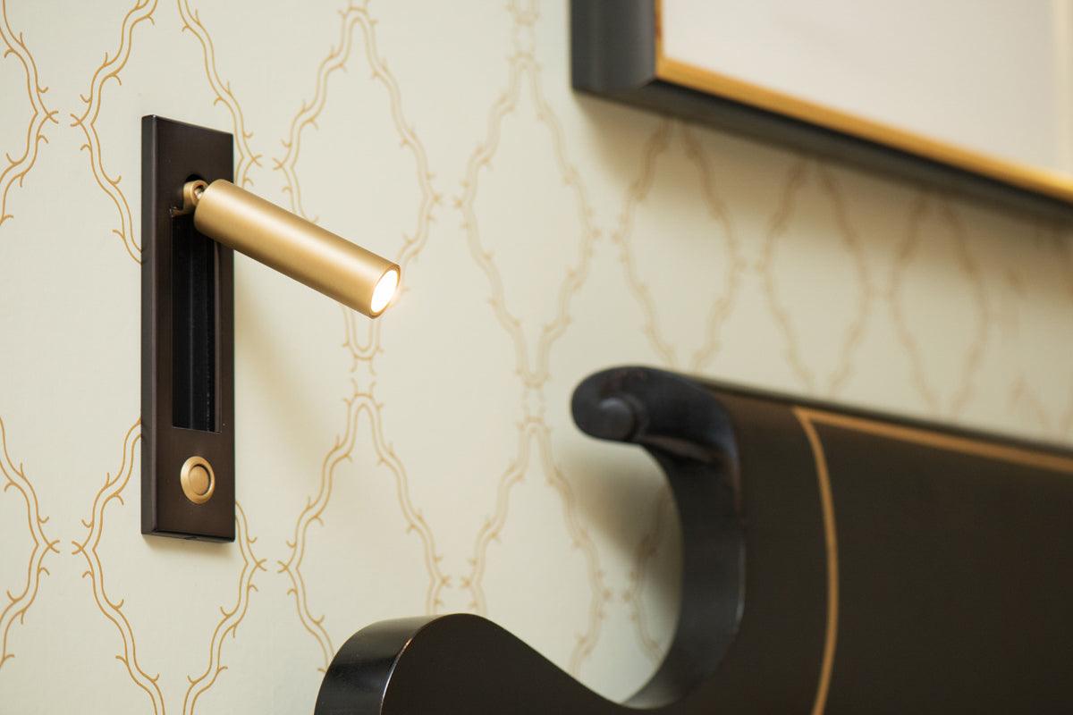 Adjustable Flush-Fold Bedside Sconce — Integrated Pull-Out Switch