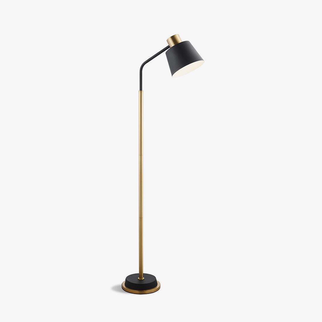 Stojací lampa Emmental — nastavitelný stínítko, štíhlý profil, černá základna