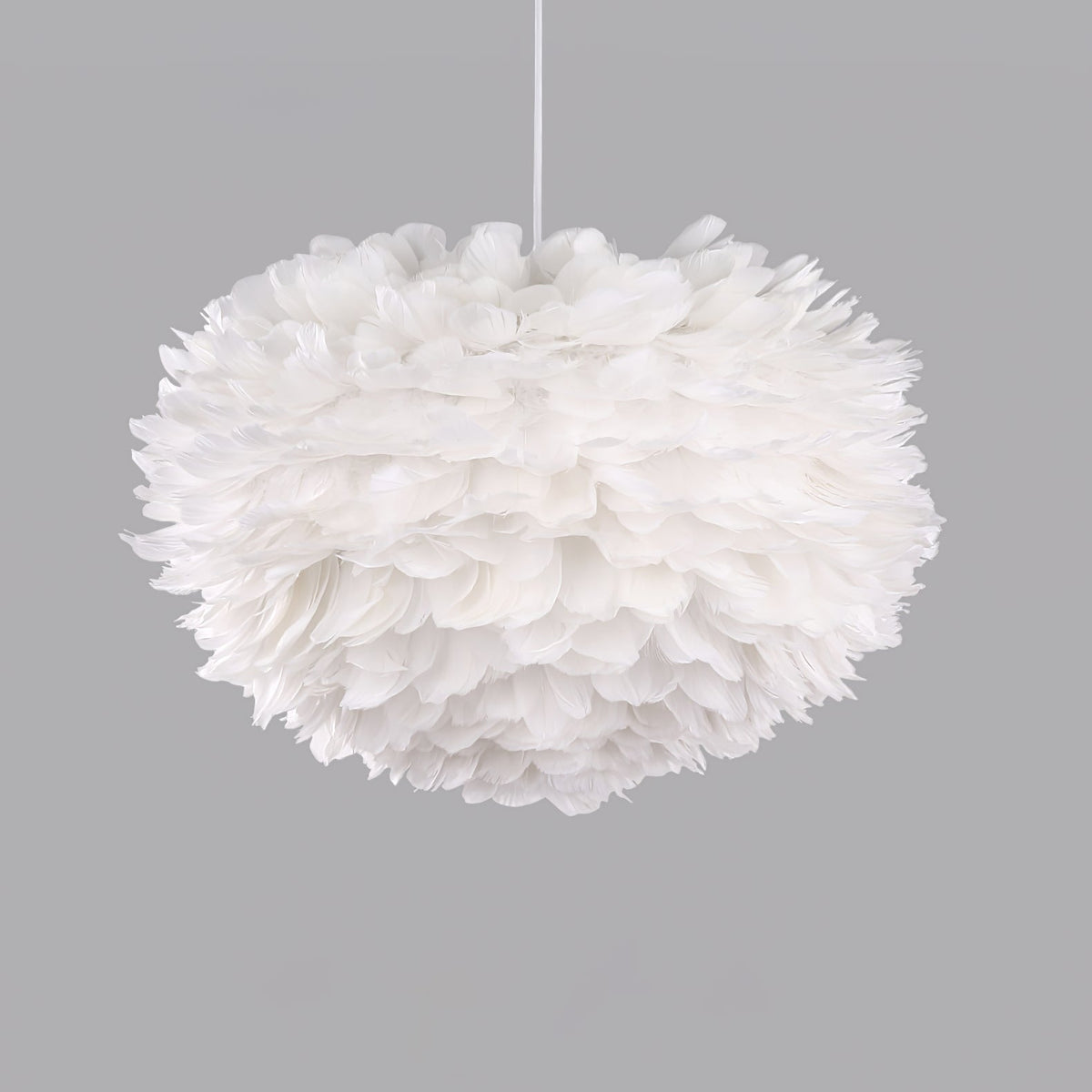 Goose Feathers Pendant Lamp — Thousands of Responsibly Sourced Feathers Around White Core