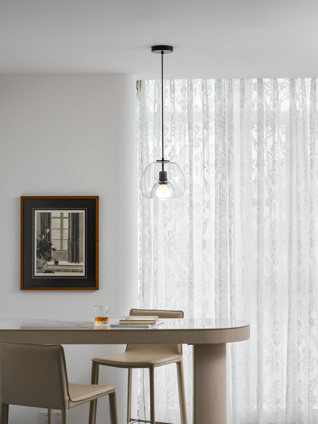 Eres Inverted Orb Pendant Light, 25cm Diameter