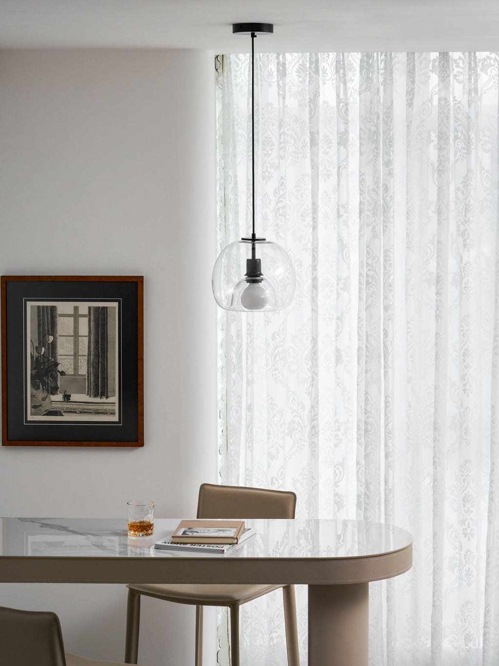 Eres Inverted Orb Pendant Light, 25cm Diameter