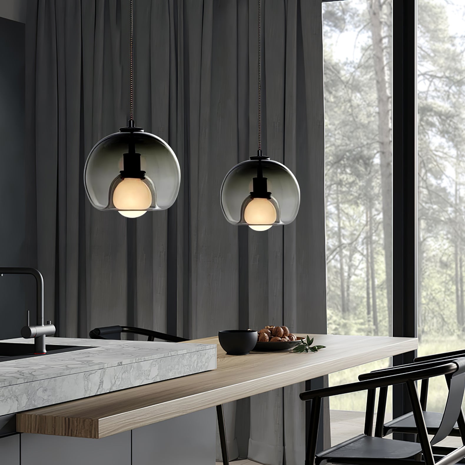 Eres Inverted Orb Pendant Light, 25cm Diameter