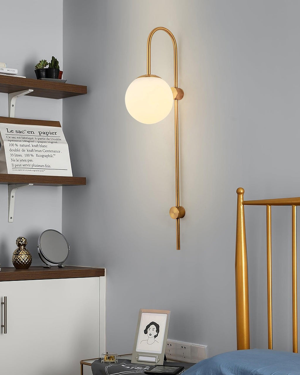 Cavelir hochwertige nordische Glas-Wandleuchte – Ø25cm Durchmesser, 78cm Höhe, E26-Fassung