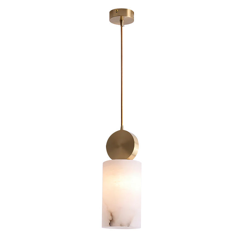 Etruscan Alabaster Pendant Light — Brass Hardware, 4.7” Diameter