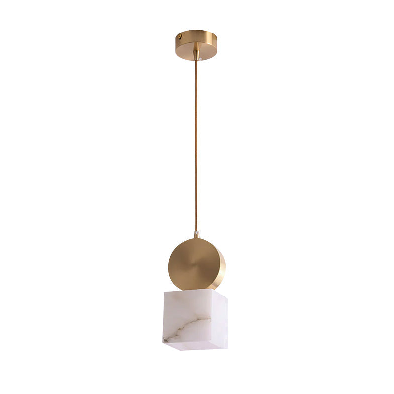 Etruscan Alabaster Pendant Light — Brass Hardware, 4.7” Diameter