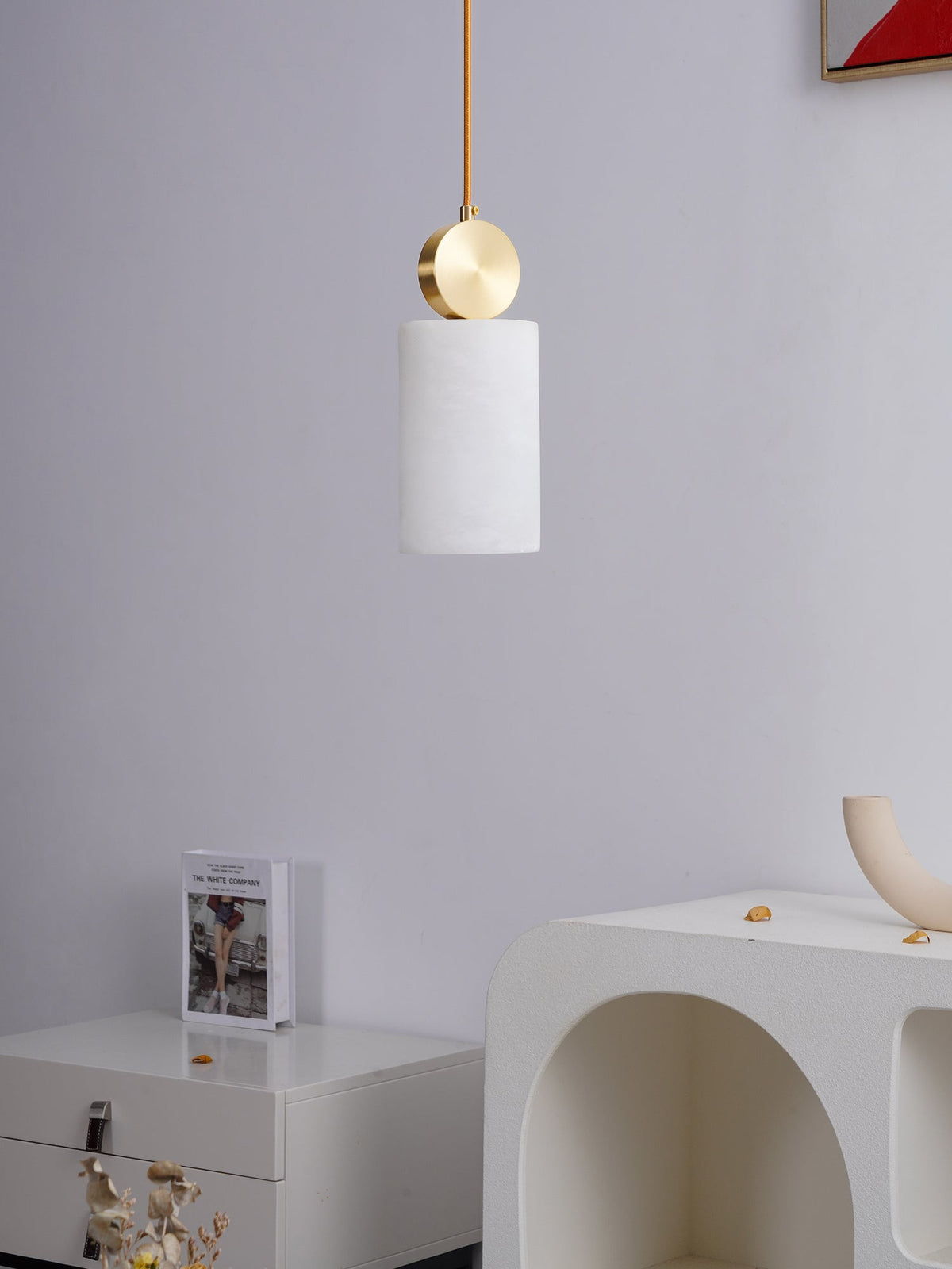 Etruscan Alabaster Pendant Light — Brass Hardware, 4.7” Diameter
