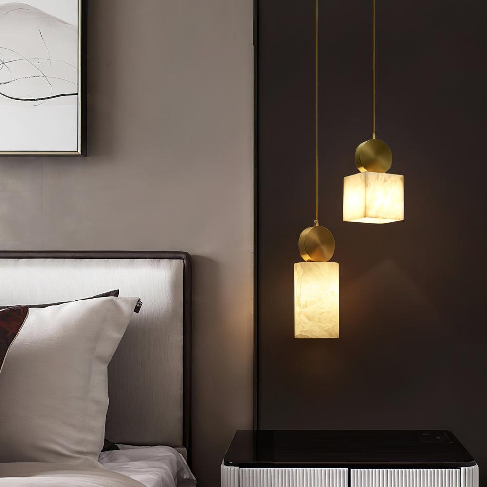 Lyrindis Cylinder Alabaster Pendant Light – 12cm Diameter, G9 Bulb Base