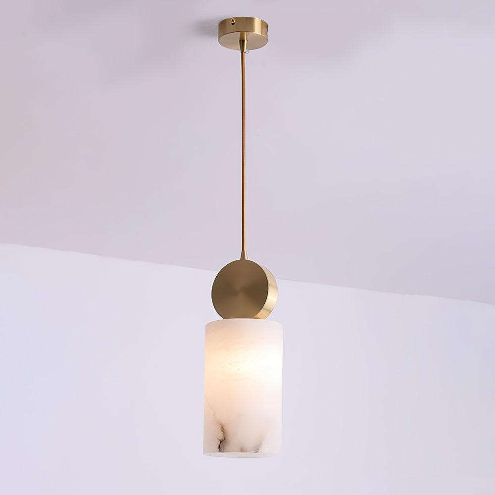 Lyrindis Cylinder Alabaster Pendant Light – 12cm Diameter, G9 Bulb Base