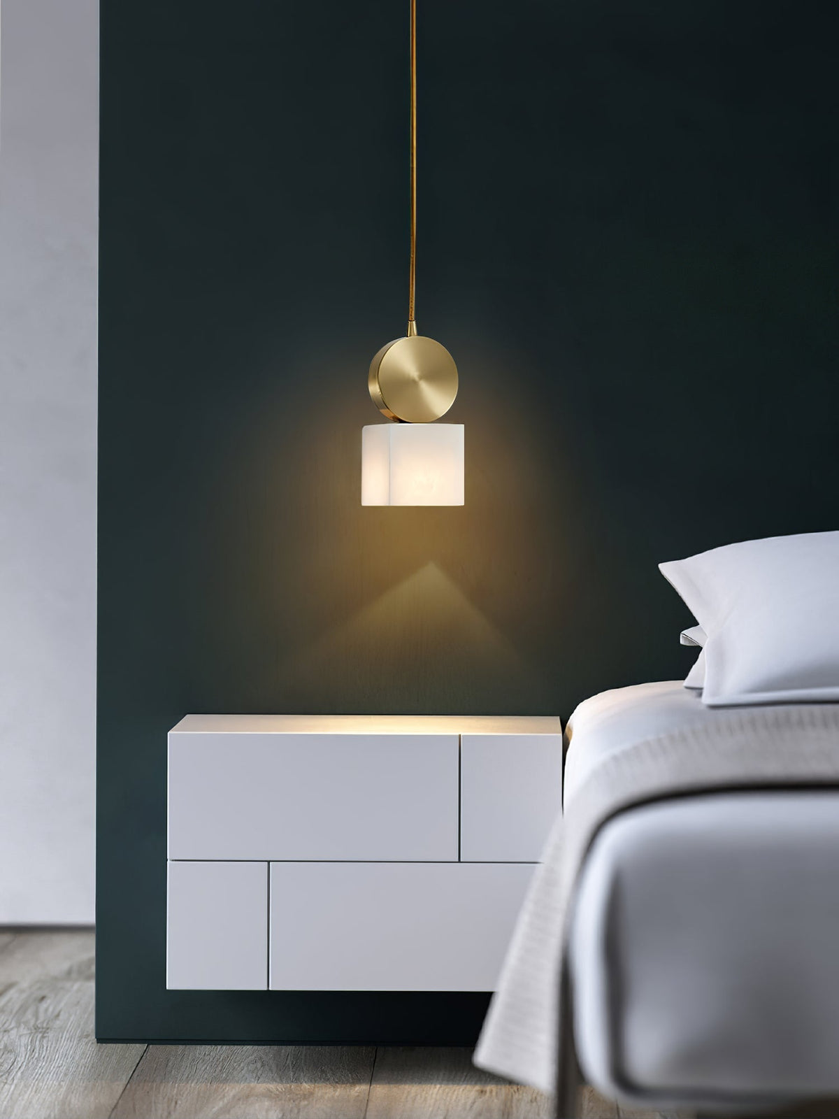 Etruscan Alabaster Pendant Light — Brass Hardware, 4.7” Diameter