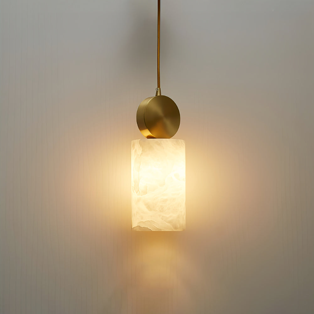 Etruscan Alabaster Pendant Light — Brass Hardware, 4.7” Diameter