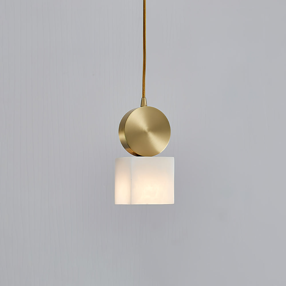 Etruscan Alabaster Pendant Light — Brass Hardware, 4.7” Diameter