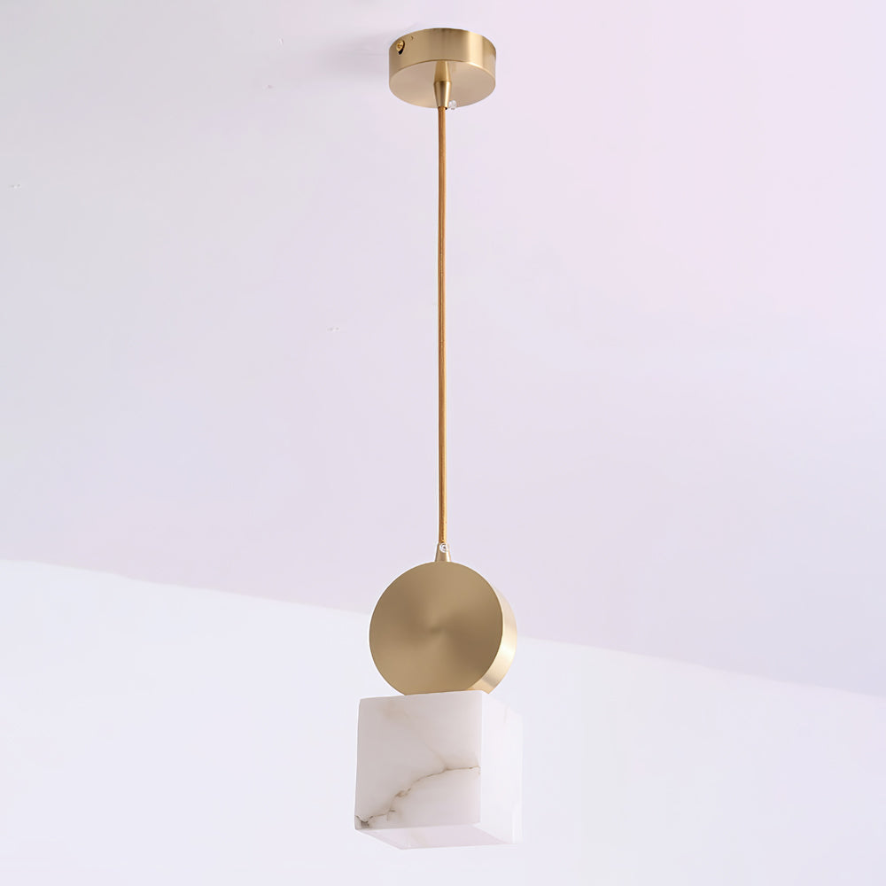 Etruscan Alabaster Pendant Light — Brass Hardware, 4.7” Diameter