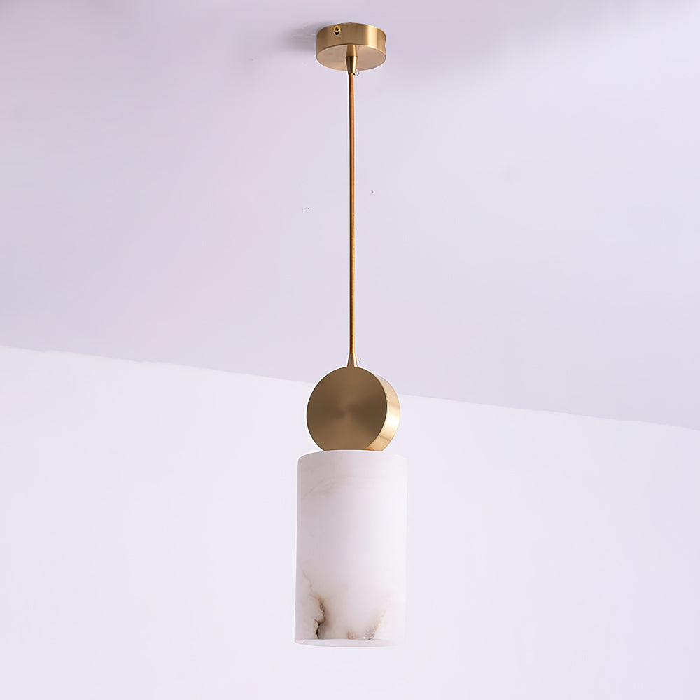 Etruscan Alabaster Pendant Light — Brass Hardware, 4.7” Diameter