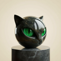Luna Craft NoirCat Skulptur Sort Kattehoved med Hypnotiske Øjne