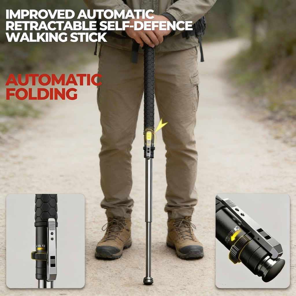 NovaStride Automatischer Wanderstock mit LED-Licht Sicherheits-Trekkingstock