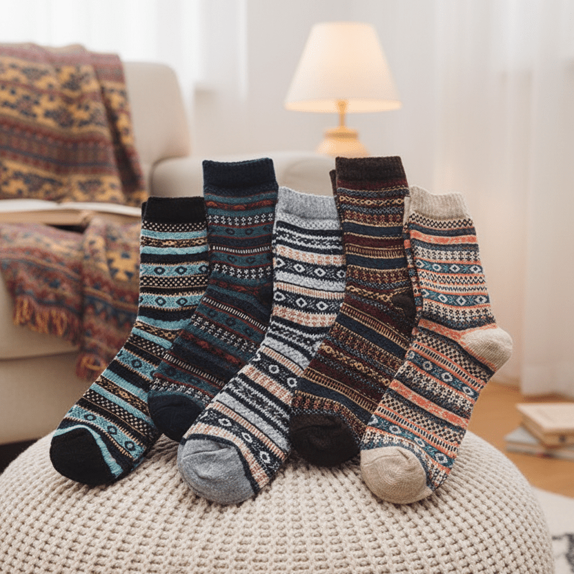 Suéter de punto de lana y algodón nórdico Nordloom con motivos escandinavos, calidez unisex