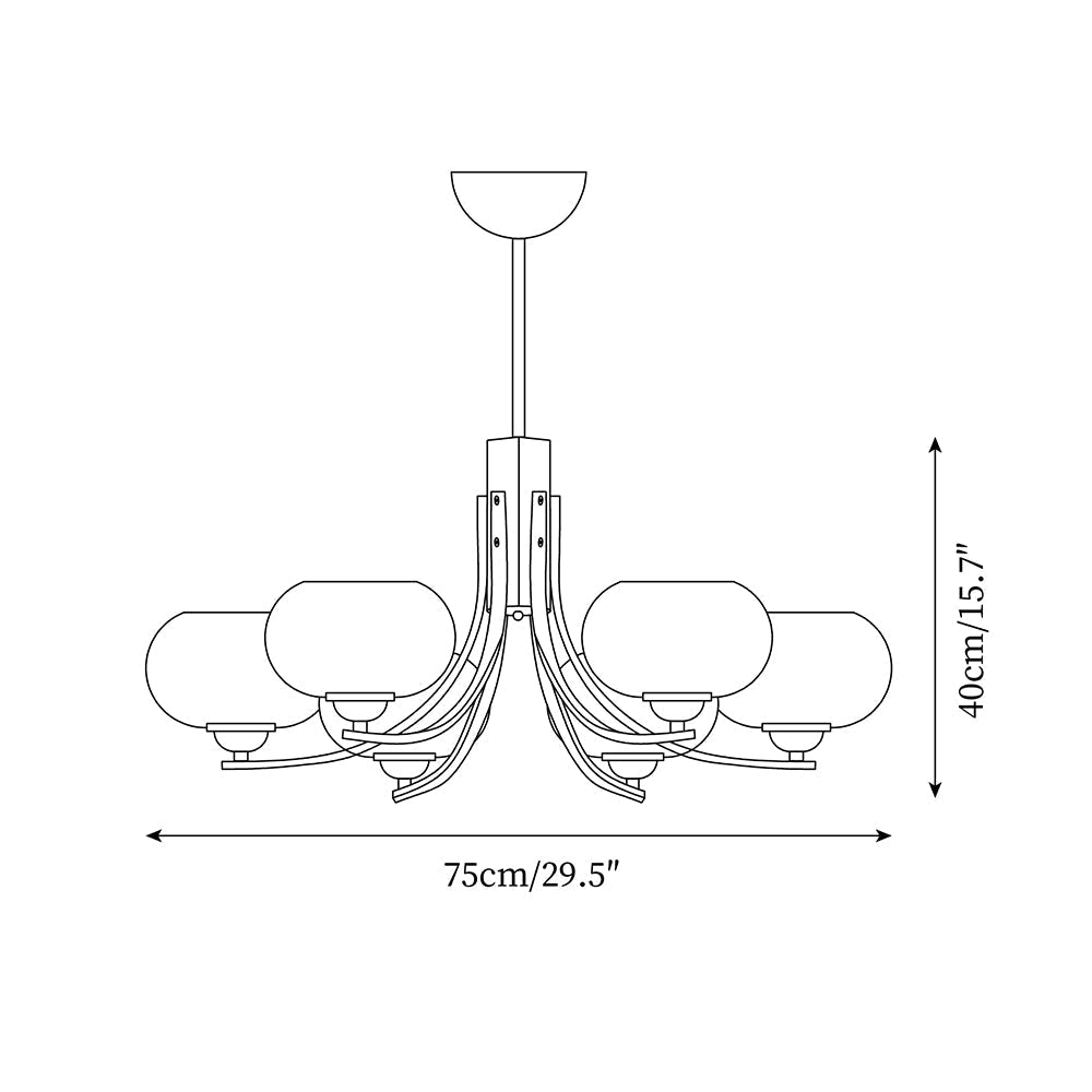 Auralyn 6 灯琥珀色玻璃球形吊灯 — 直径 75cm 吸顶灯