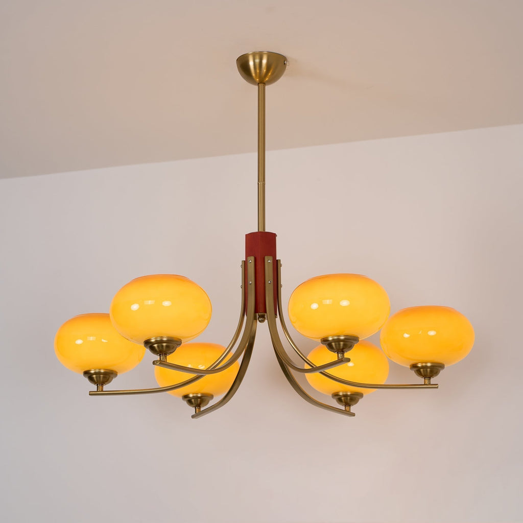Auralyn 6 灯琥珀色玻璃球形吊灯 — 直径 75cm 吸顶灯