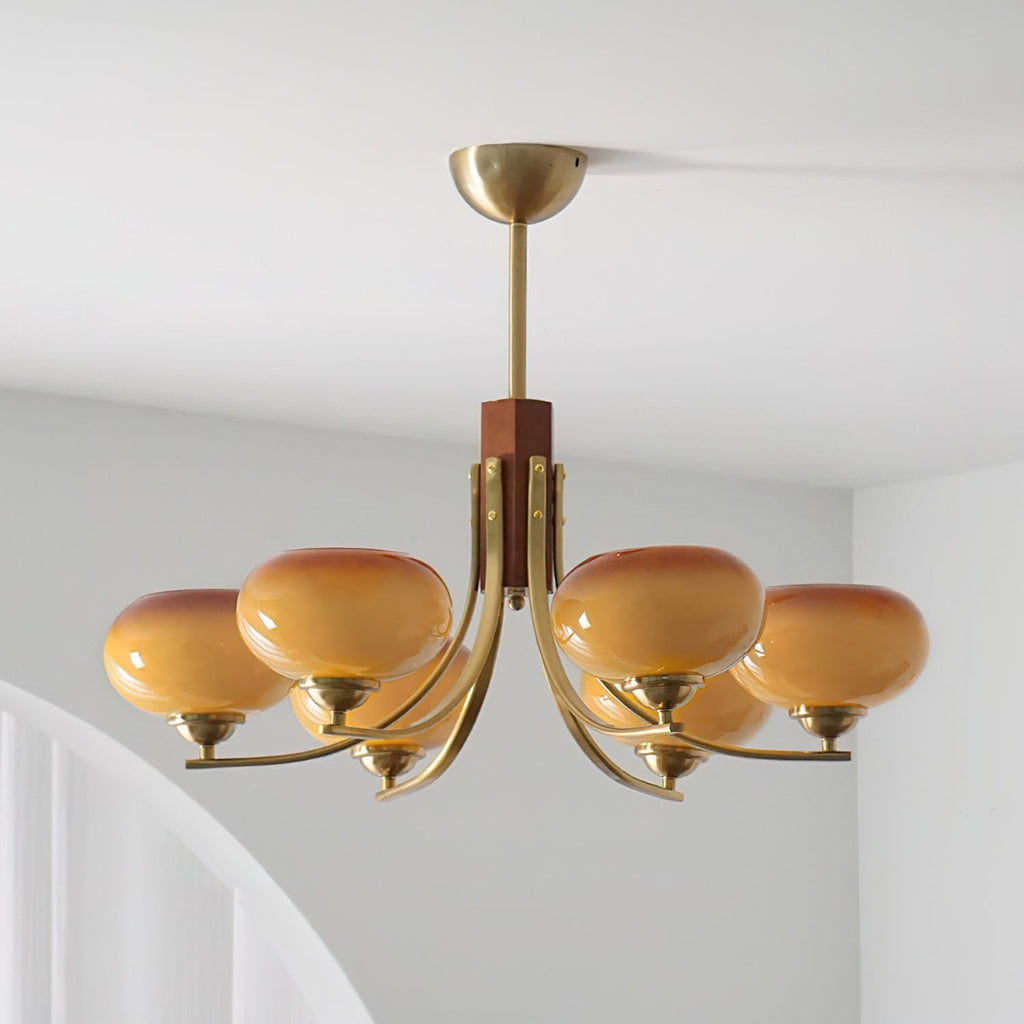 Auralyn 6 灯琥珀色玻璃球形吊灯 — 直径 75cm 吸顶灯