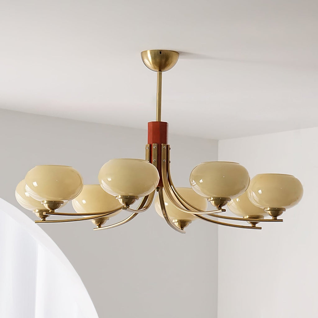 Auralyn 6 灯琥珀色玻璃球形吊灯 — 直径 75cm 吸顶灯