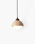 Marcelli travertijn en walnoot hanglamp 18 cm hoogte