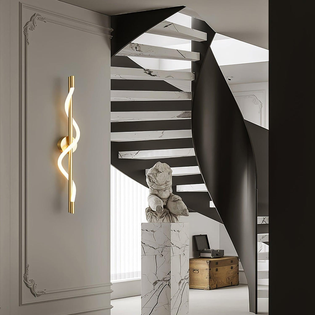 Flexible Linear Curve Wall Lamp — Helical Shape, Warm Diffused Light