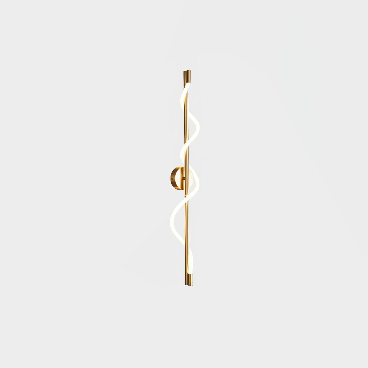 Fidora skulptural vägglampa — integrerad LED-armatur, mässingsram, silikondetalj