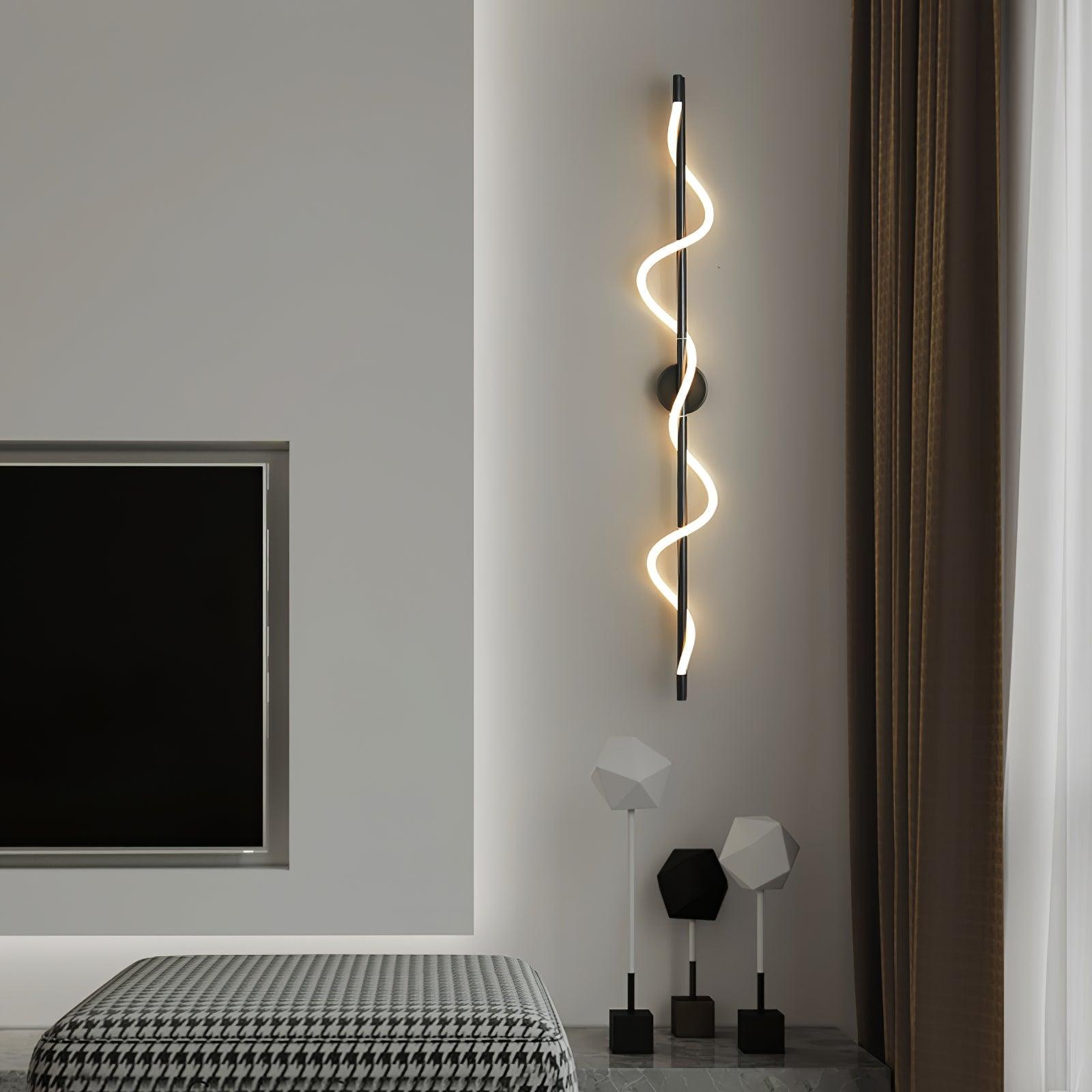 Flexible Linear Curve Wall Lamp — Helical Shape, Warm Diffused Light