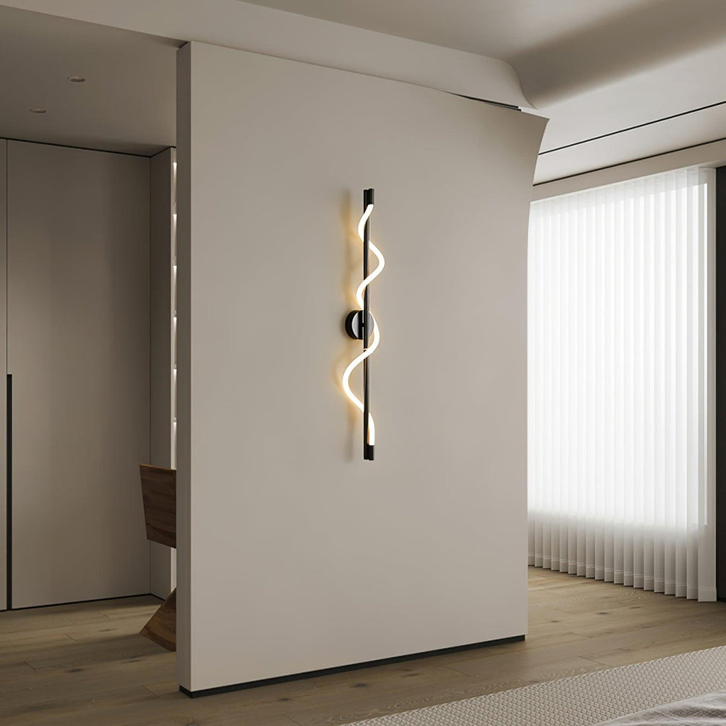 Flexible Linear Curve Wall Lamp — Helical Shape, Warm Diffused Light