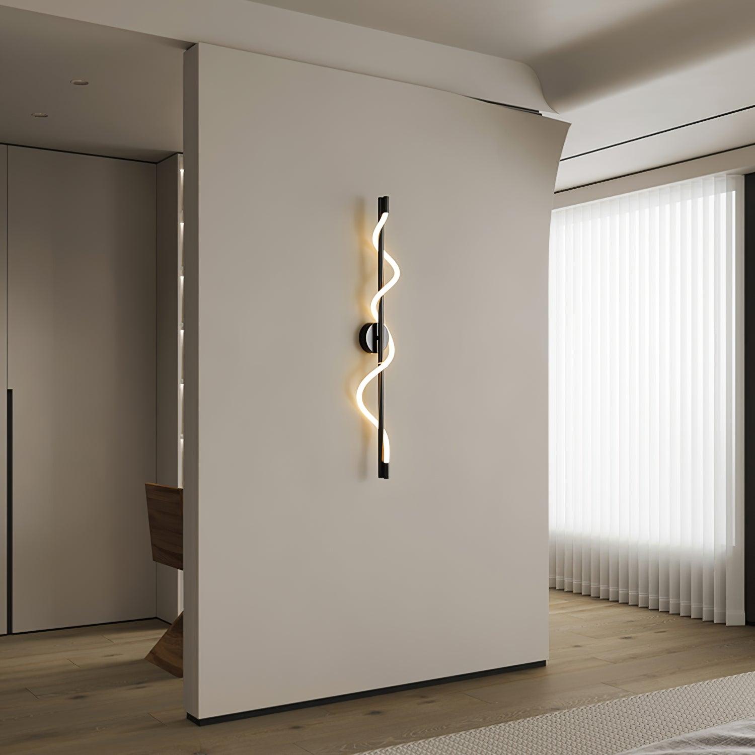 Flexible Linear Curve Wall Lamp — Helical Shape, Warm Diffused Light