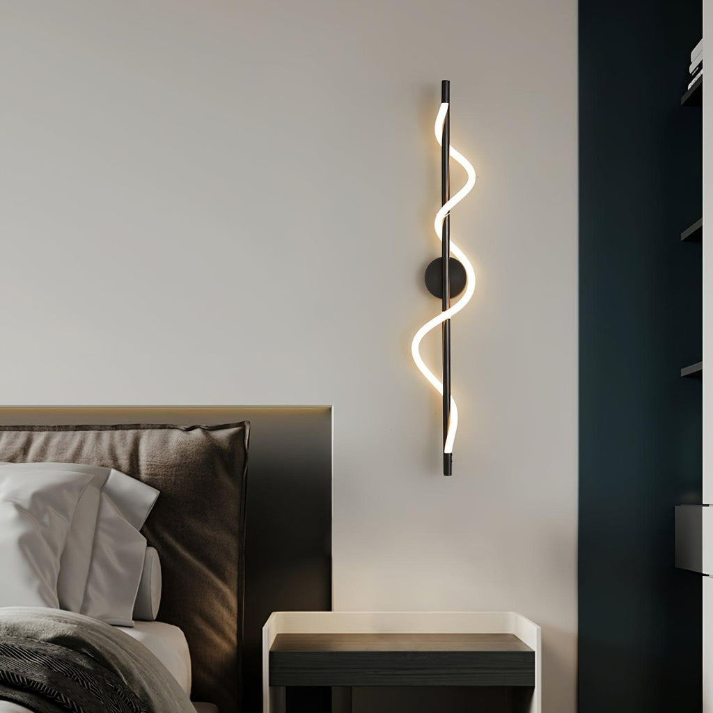 Flexible Linear Curve Wall Lamp — Helical Shape, Warm Diffused Light